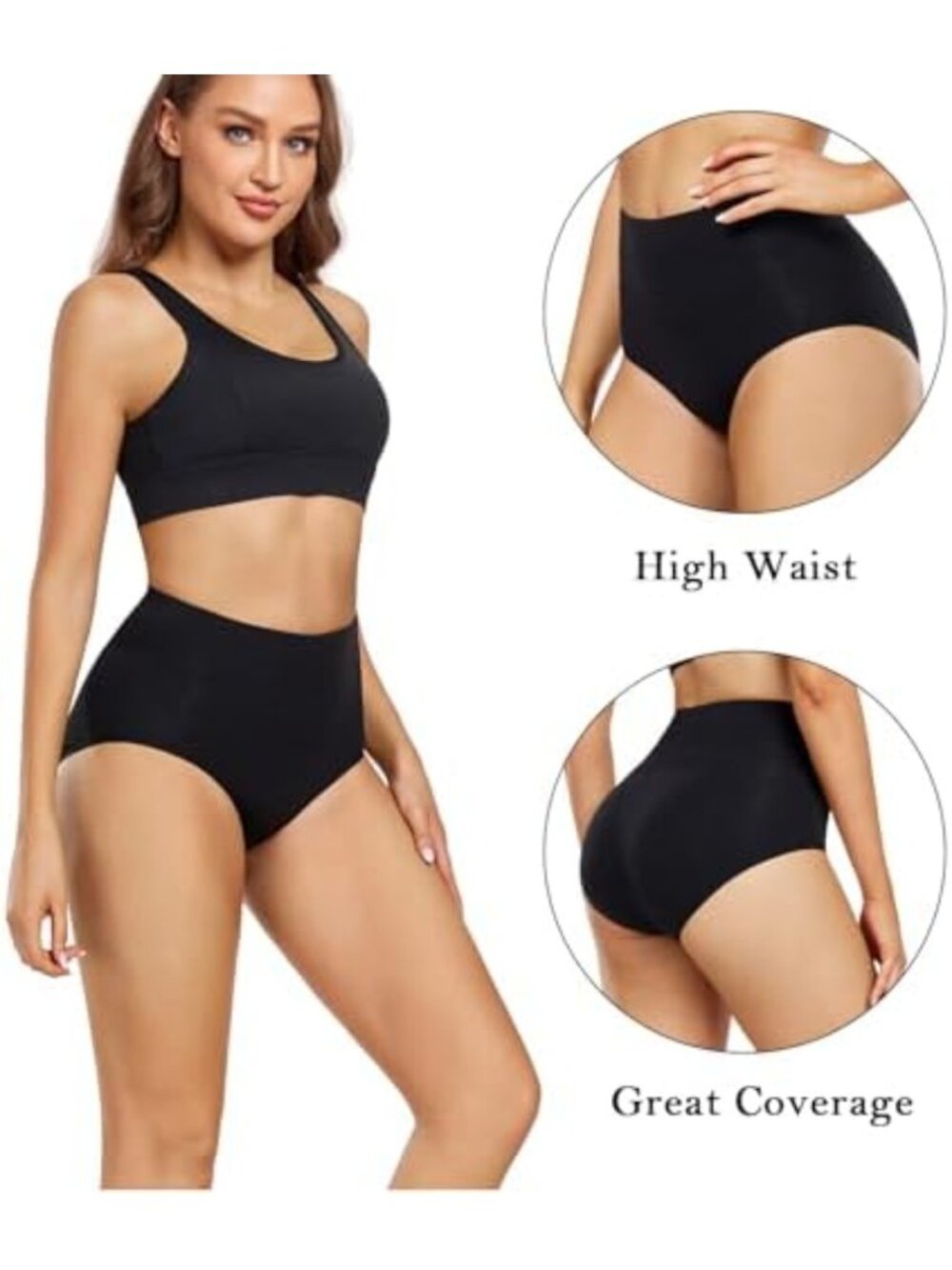 High Waisted Cotton Briefs for Women - Full Coverage Underwear 4 Pack, Plus Size - Picture 3 of 5